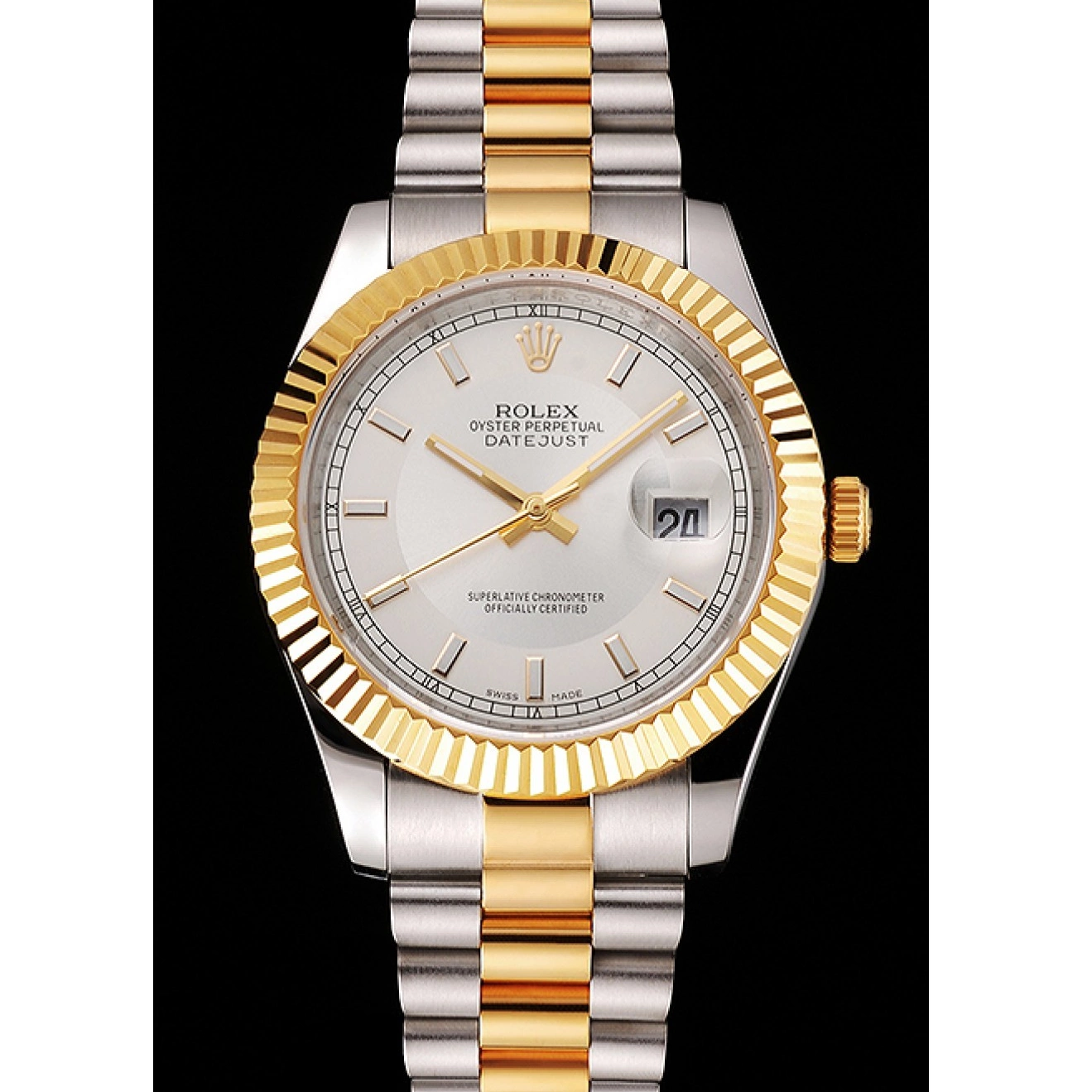 Aaa replica watch Stainless Rolex Bezel Case Tone Swiss Two White Dial Datejust Steel Gold Bracelet Gold 0722